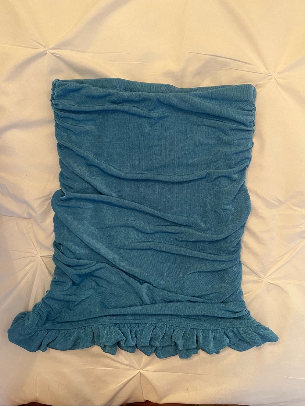 Blue Ruffled Tube Mini Skirt -Vacation Skirt
